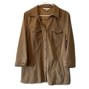 Collared V-Neck Shirt/Jacket From JM Collection - Tan